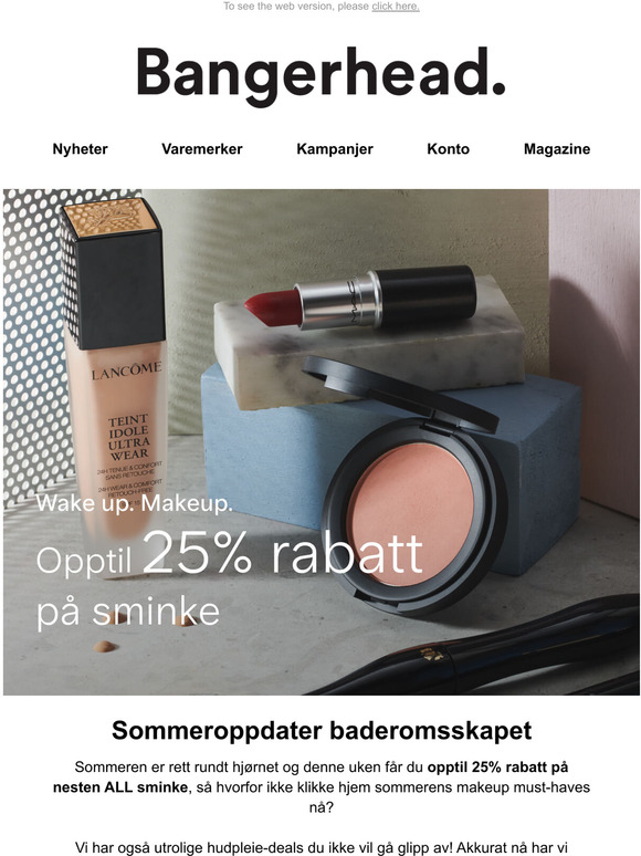 Sommeroppdatering: opptil 25% rabatt p sminke.