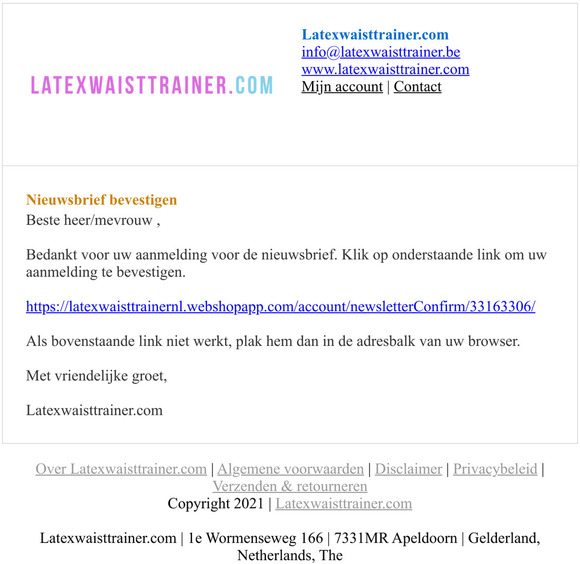 Nieuwsbrief bevestigen
