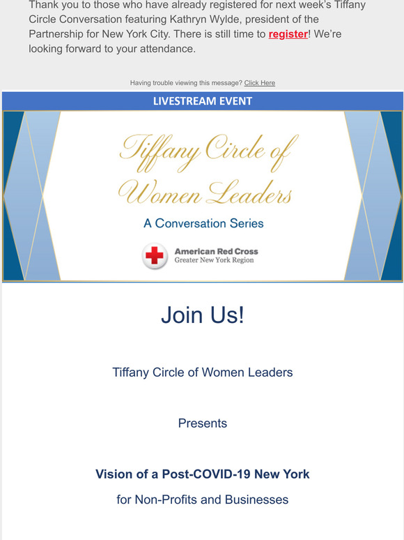 REMINDER: Register for Tiffany Circle Conversation Featuring Kathryn Wylde