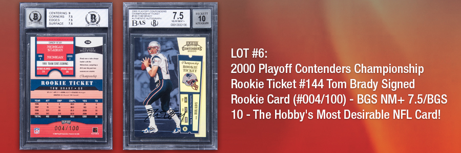 TOM BRADY 2000 PLAYOFF CONTENDERS #144 ROOKIE CARD - BGS MINT 9 BGS AUTO 10