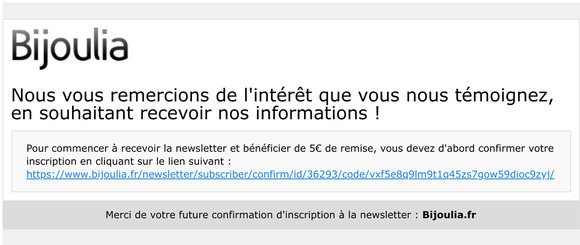Demande de confirmation d'inscription  la newsletter