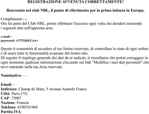 Registrazione su NewBabyLand.com