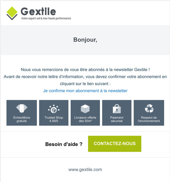 Confirmation de votre abonnement  la newsletter