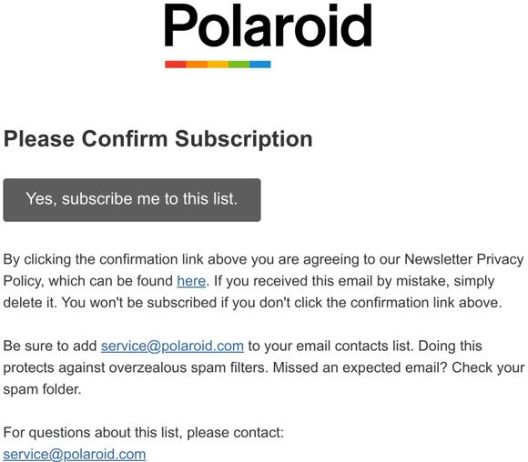 Polaroid: Please Confirm Subscription