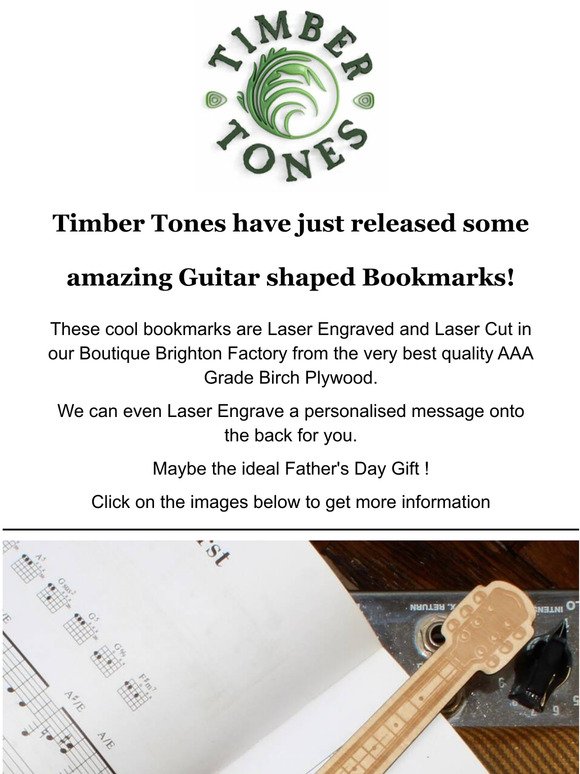 Birch Ply Guitar Bookmarks from Timber Tones