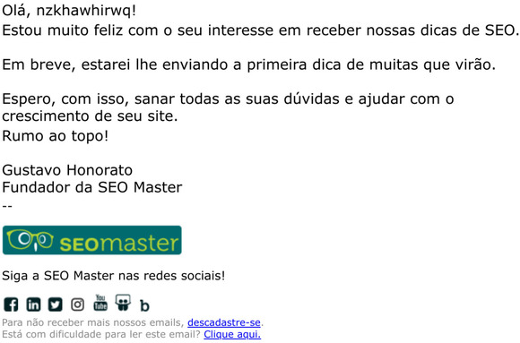 Boas-Vindas  Dicas da SEO Master