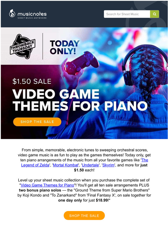 Musicnotes Com 1 50 Sale Video Game Themes For Piano Milled