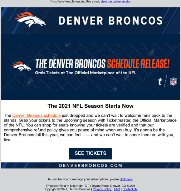 Denver Broncos 2021 Tickets Finland, SAVE 51% 