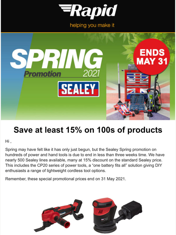 Still time to make Spring savings on Sealey tools
