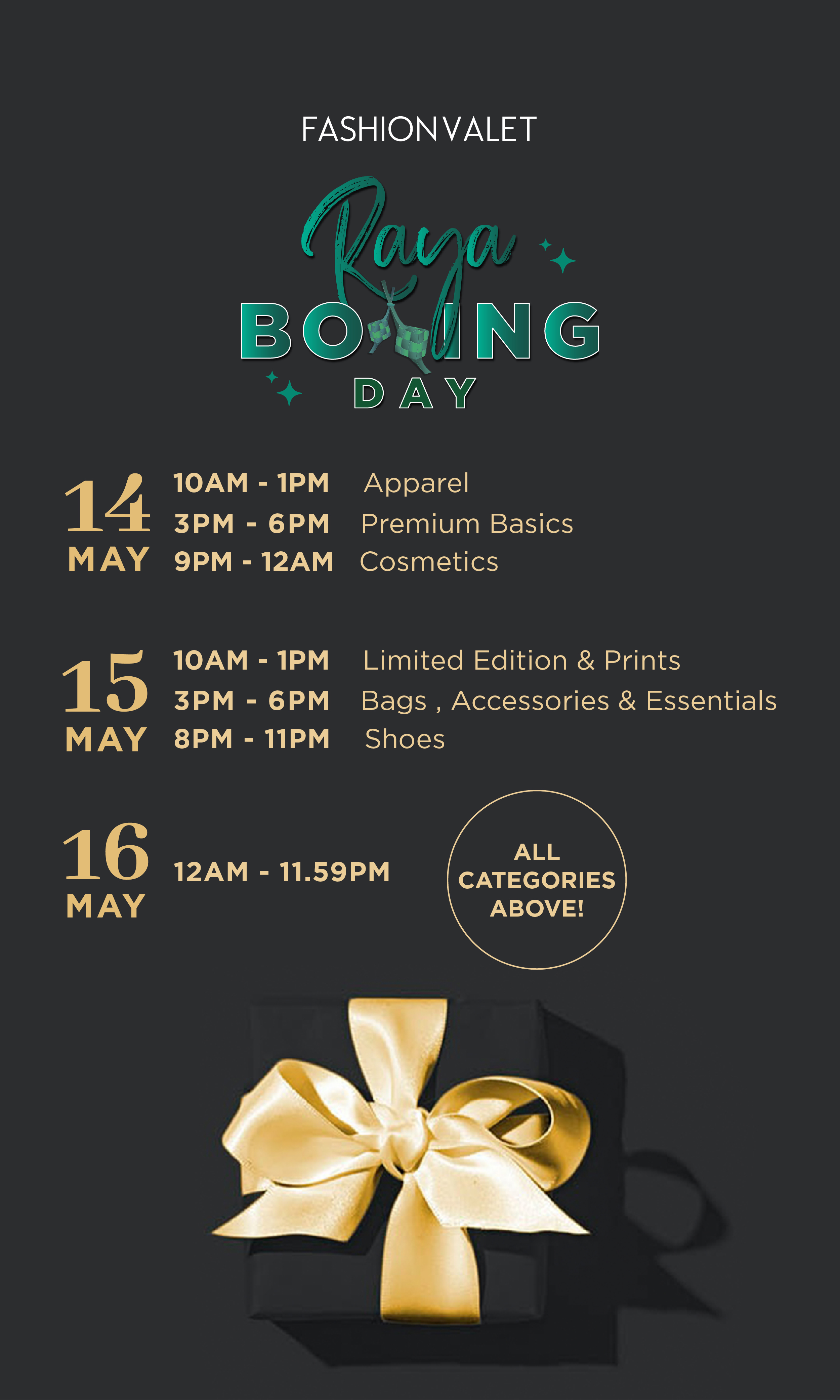 Fashion Valet The FV Team wishes you Selamat Hari Raya! Milled