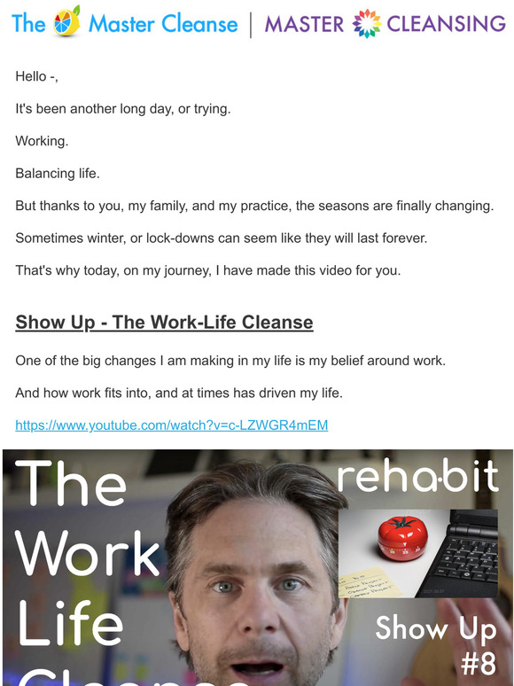 [VIDEO] Work-Life Cleansing and the "ReFresh Rate"