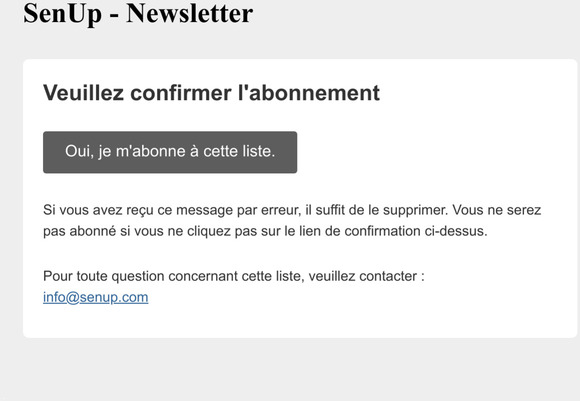 SenUp Newsletter: Veuillez confirmer l'abonnement