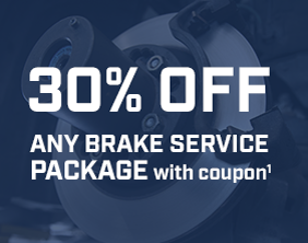 
							30% OFF ANY BRAKE SERVICE PACKAGE with coupon (1).
						