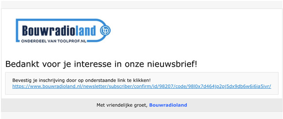 Bevestig inschrijving nieuwsbrief