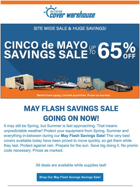 Save up to 65% off during our May Flash Saving Sale!