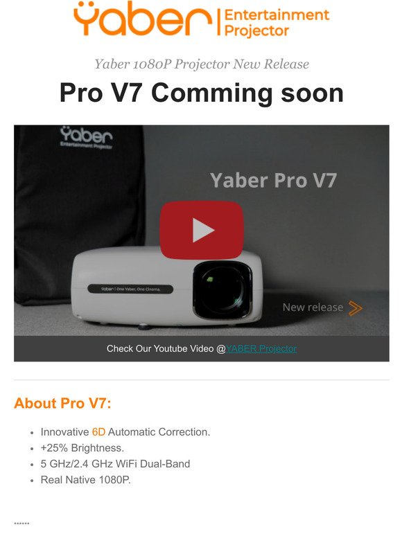 春夏新作 yaber Pro V7 1080p Projector プロジェクター