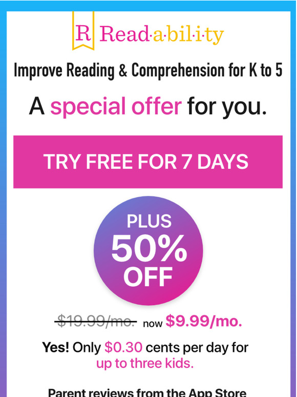 A 50% off treat for you