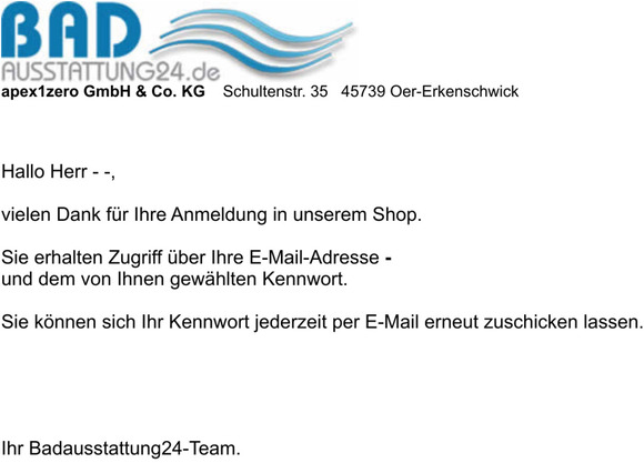 Ihre Anmeldung bei Badausstattung24