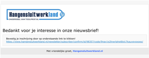 Bevestig inschrijving nieuwsbrief