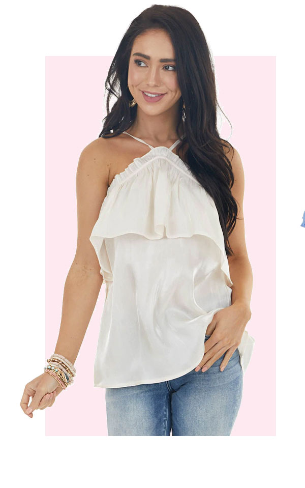 Champagne Shimmer Sleeveless Top With Criss Cross Straps