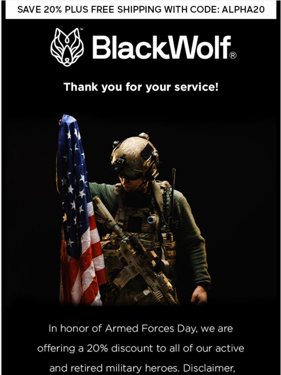 Black Wolf Nation To Our Military Subscribers, We Salute You Milled