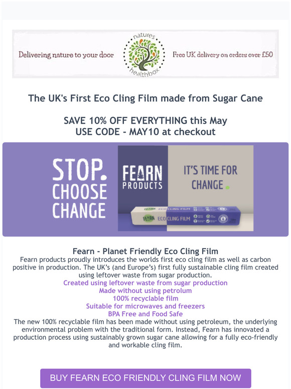 The UK's First Eco Cling Film made from Sugar Cane
