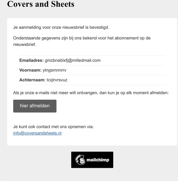Ingeschreven voor de nieuwsbrief
