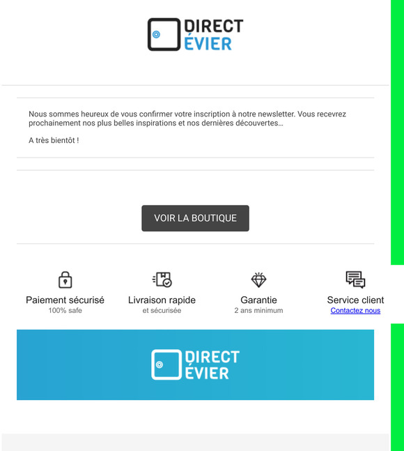 [Direct Evier] Confirmation newsletter