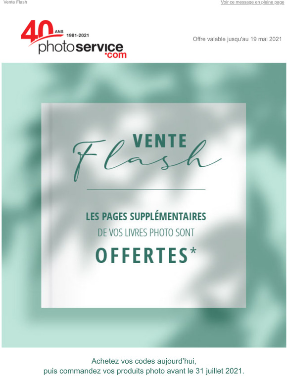 Vente Flash : vos pages supplmentaires offertes !