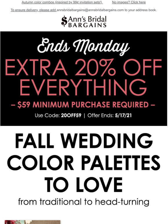 Ann's Bridal Bargains You'll Fall for These Color Palettes Milled