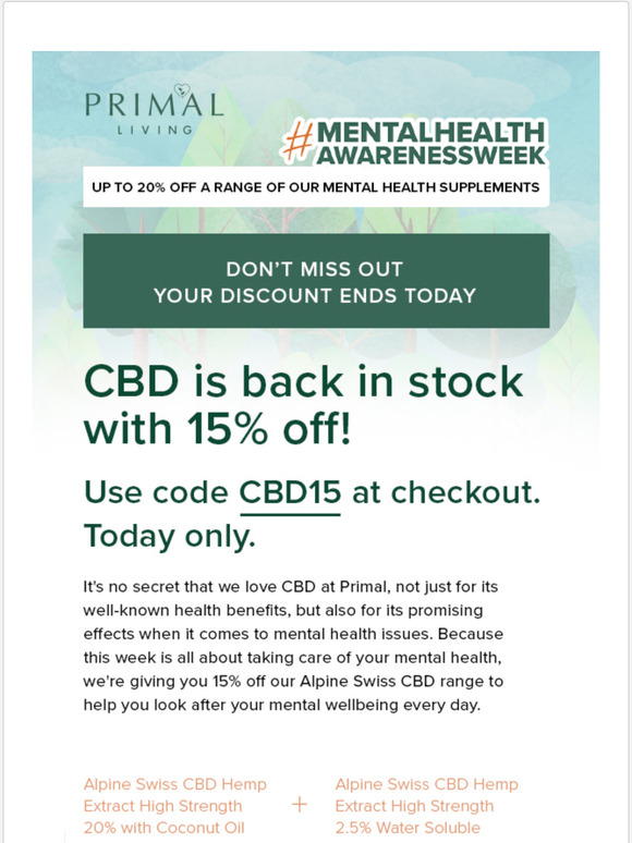 LAST CHANCE! 15% off CBD ends today