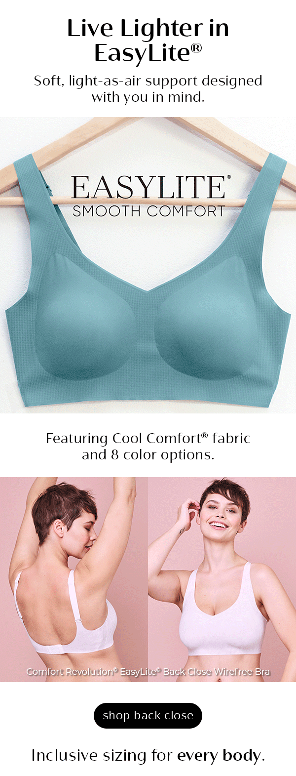 Bali Bras Smooth & Supportive EasyLite, No Wire Needed Milled
