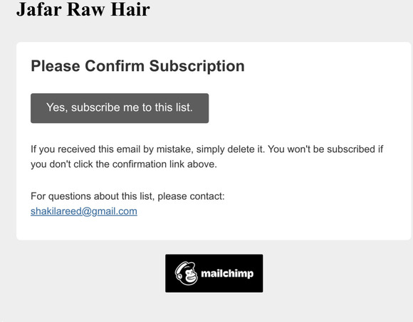 Jafar Raw Hair: Please Confirm Subscription
