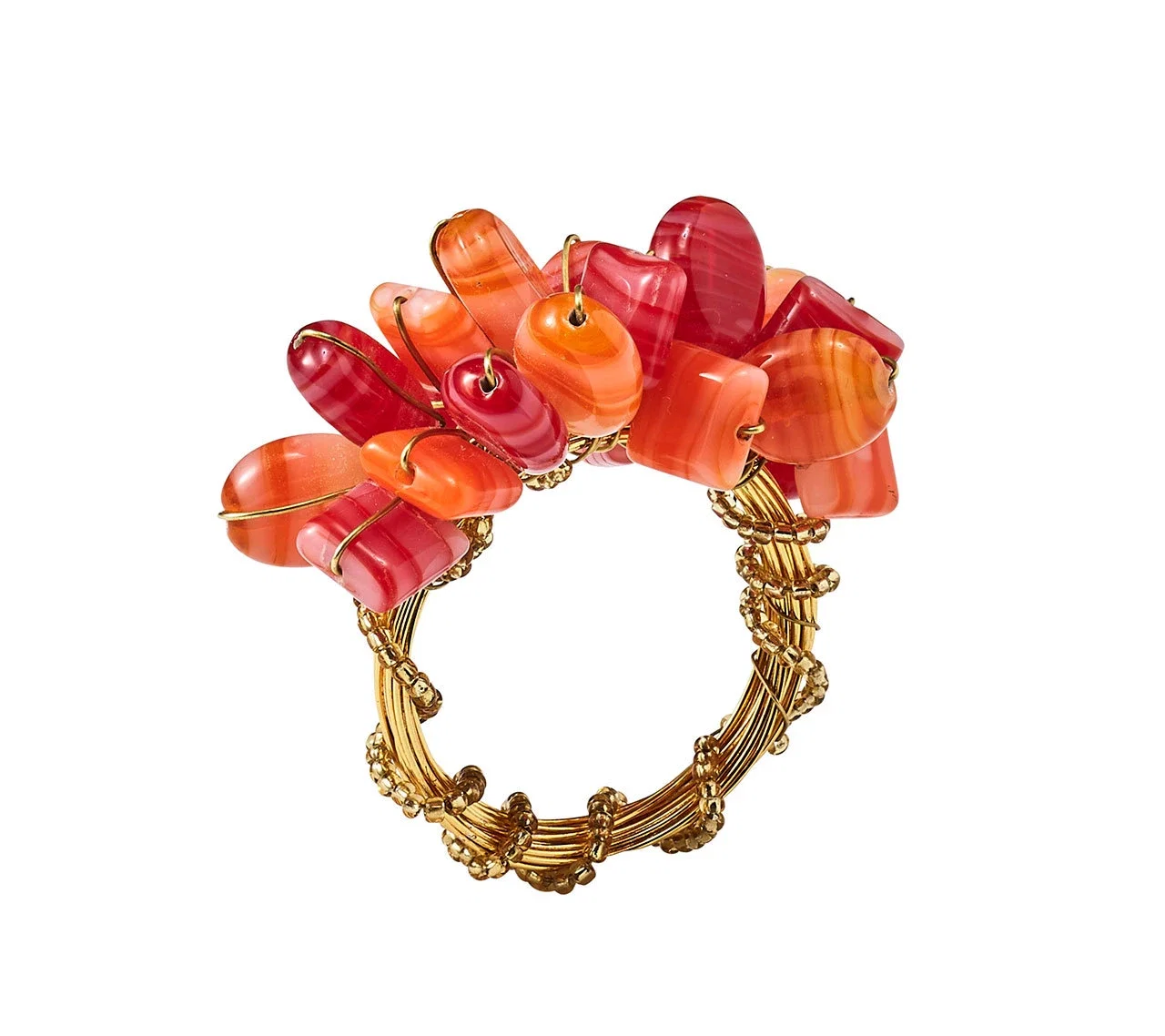 Image of Poppy Napkin Ring in Coral, Set of 4