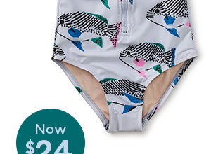 Rash Guard One-Piece Swimsuit - Coastal Fish