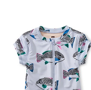 Rash Guard One-Piece Swimsuit - Coastal Fish