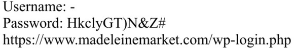 Madelaine Market Your username and password