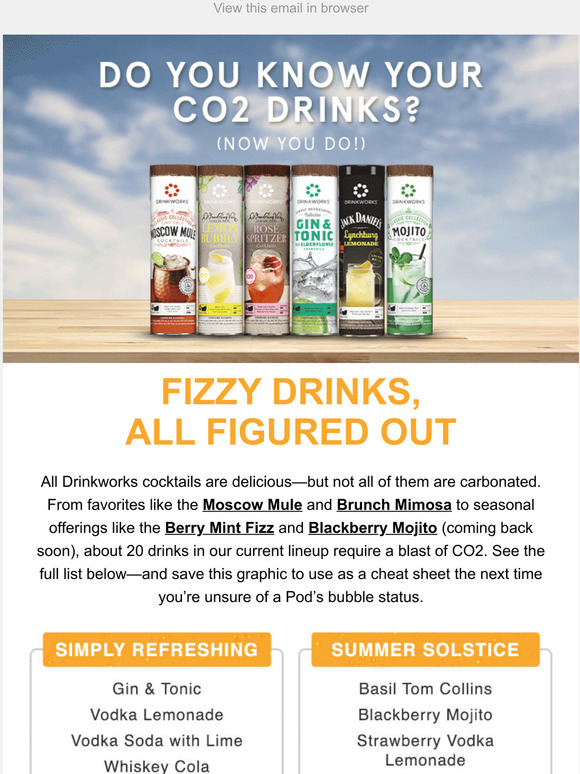 Drinkworks A handy guide to which Pods require carbonation Milled