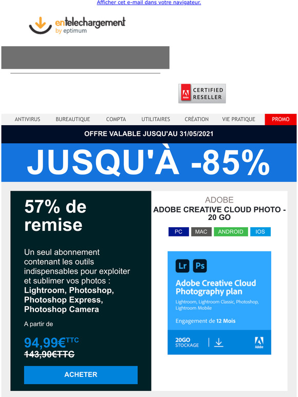 Achetez Adobe Photoshop, Lightroom, Premire, Acrobat aux meilleurs prix