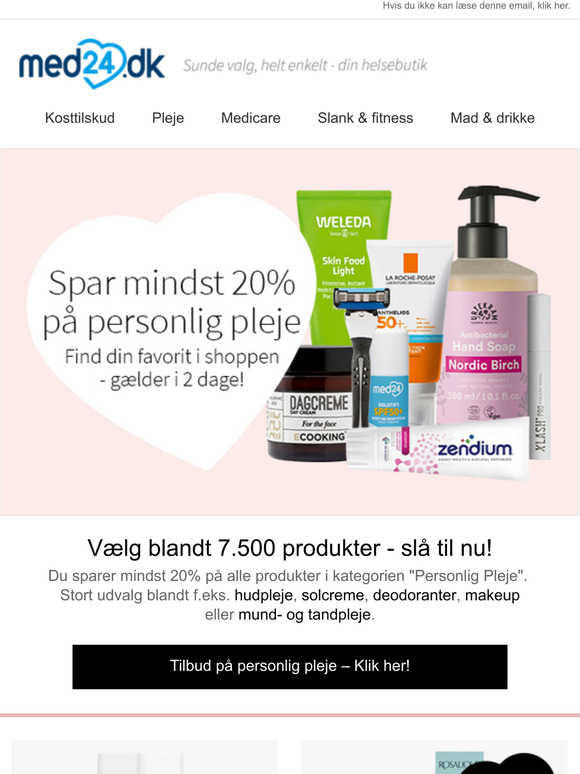 Spar mindst 20% p ALT personlig pleje
