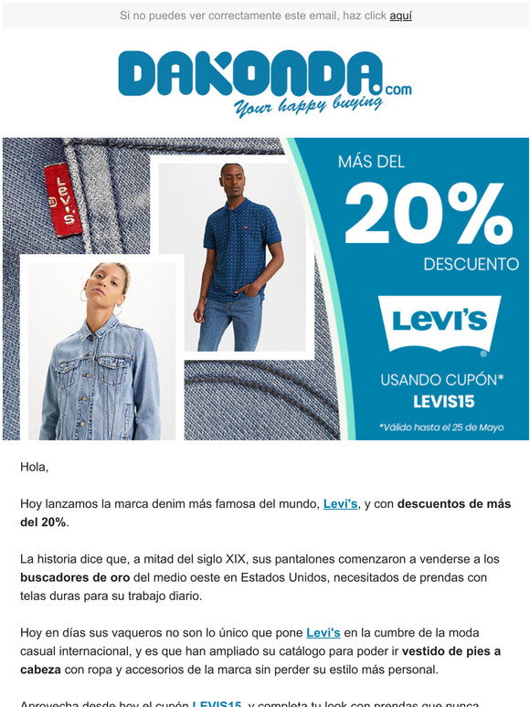 Dakonda ES: Desde hoy: LEVIS con un descuento de ms del 20%! | Milled