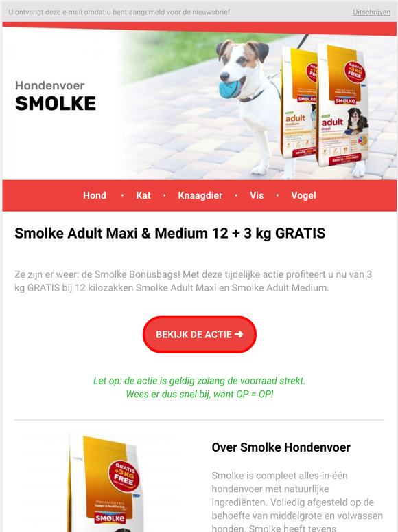 Actie: Smolke Bonusbags 12 + 3 kg GRATIS