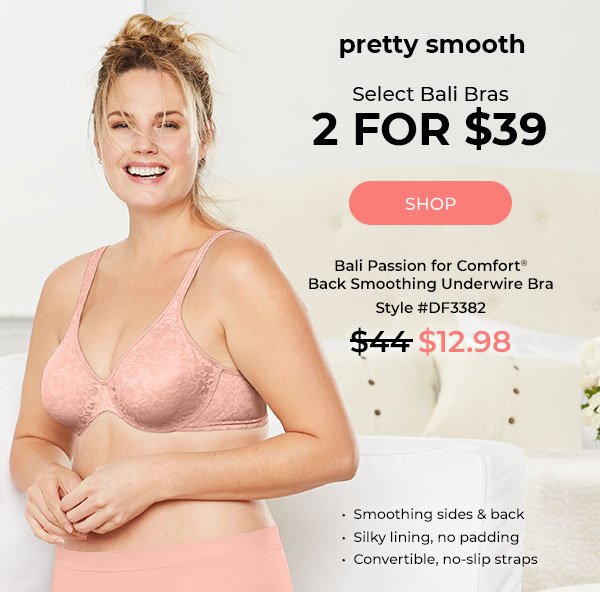One Hanes Place: A Pretty Bra That Also Smooths + Select Bali Bras 2/$39