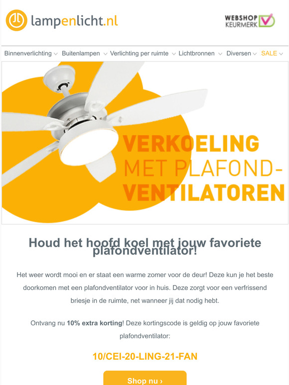 Houd het hoofd koel met een plafondventilator!