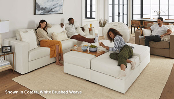 Shown in Coastal White Brushed Weave