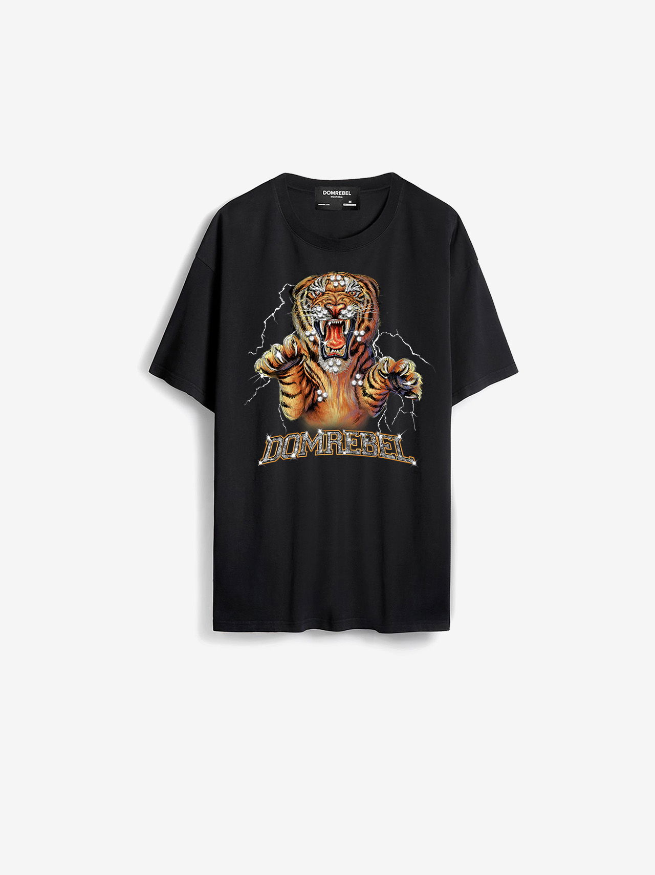 DOMREBEL Distressed Tiger logo-print T-Shirt - Black