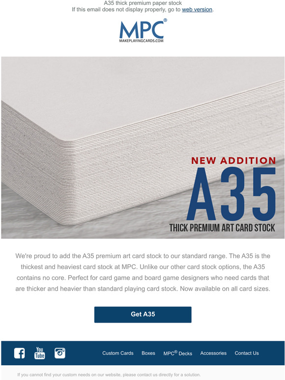 A35 thick standard card stock