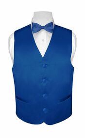BOY'S Dress Vest & BOW Tie Solid ROYAL BLUE Color BowTie Set