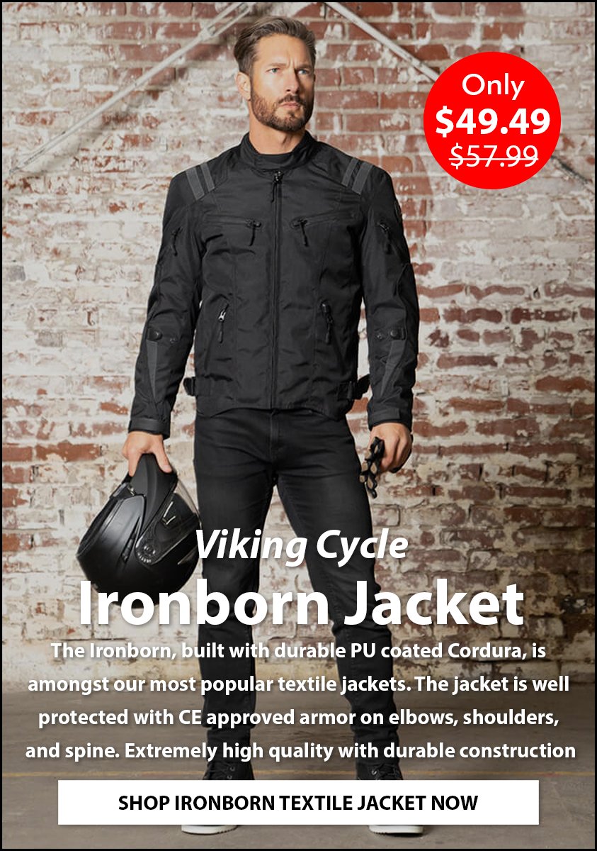 Viking Cycle Ironborn Motorcycle Textile Jacket For Men Black, X-Small