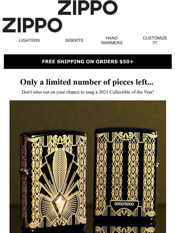 Zippo Almost Gone 2021 Zippo Collectible Of The Year Milled